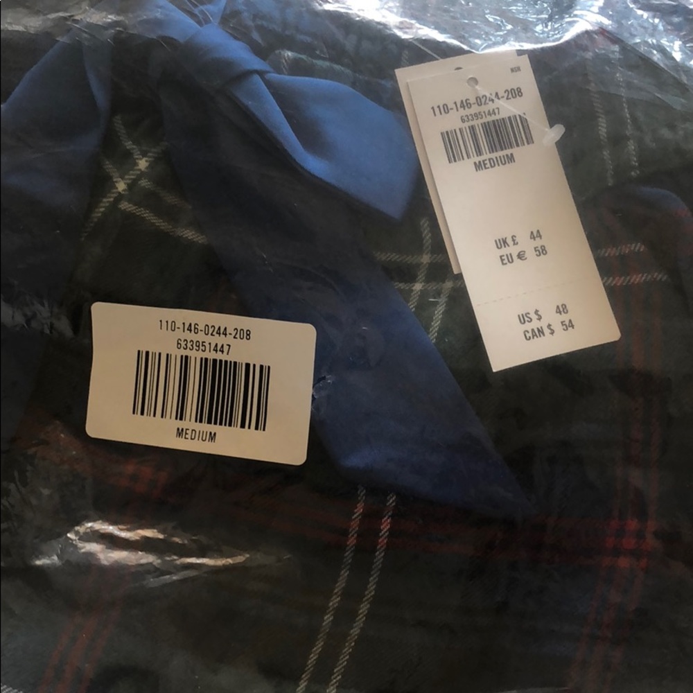 Plaid green, blue and red flannel pajamas set